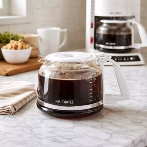 Mr Coffee PD12 Replacement Pot 12 Cup Glass White Decanter New in Box